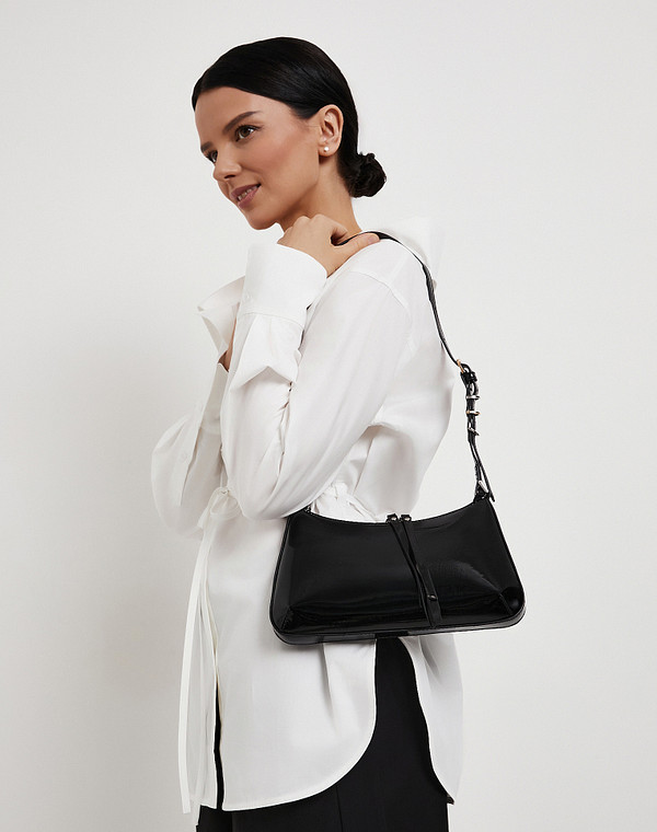 652-6101-602 Сумка женская и.лак/текстиль черн, S, Mascotte