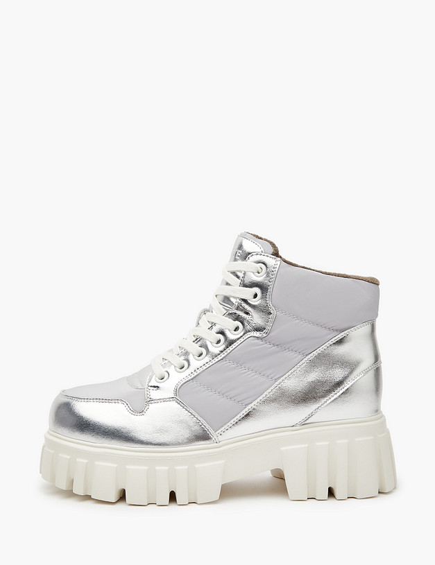 Серебристые женские ботинки на массивной подошве MASCOTTE 234-224924-0616 | ракурс 1