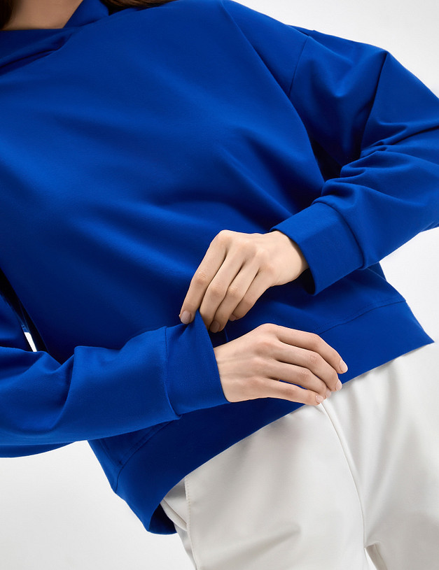 Синее женское худи MASCOTTE 790-3109-2603 | ракурс 6 Синее женское худи MASCOTTE 790-3109-2603 | ракурс 6