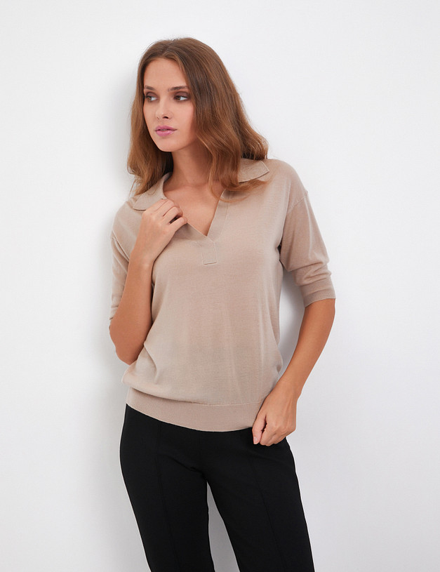 Бежевый женский джемпер из шерсти мериноса MASCOTTE 870-4214-7508 | ракурс 1