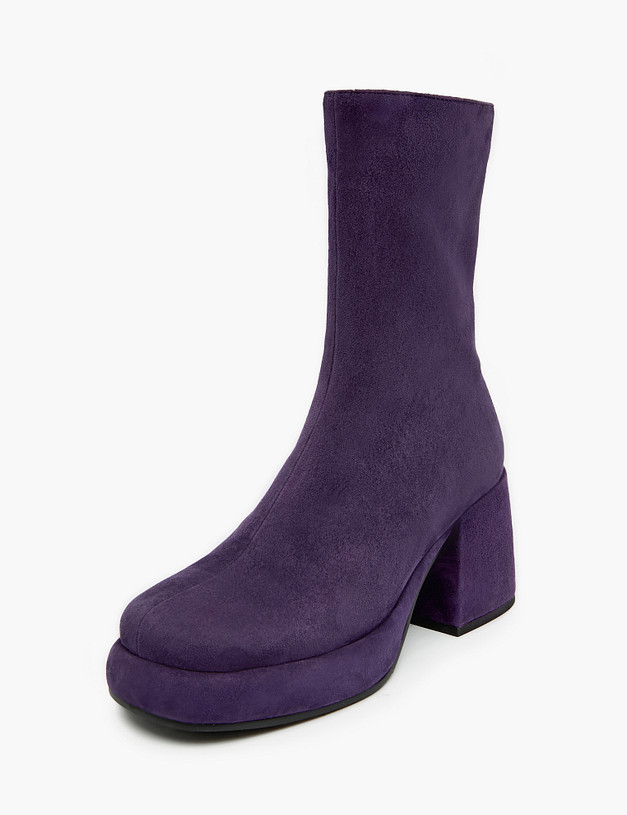 Темно-фиолетовые женские ботильоны из велюра MASCOTTE 126-320321-0607 | ракурс 3