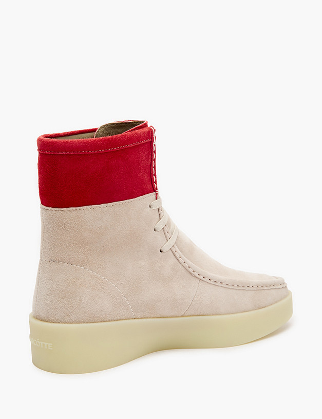 Бежево-красные женские ботинки из велюра MASCOTTE 22-3180229-3633M | ракурс 4