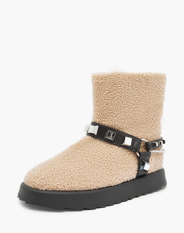 47-3203435-0408 Ботинки женские и.мех-нат.кожа/мех беж-черн, Mascotte