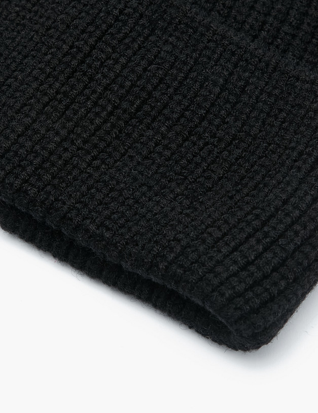 Черная женская шапка в рубчик MASCOTTE 781-2203-2402 | ракурс 3