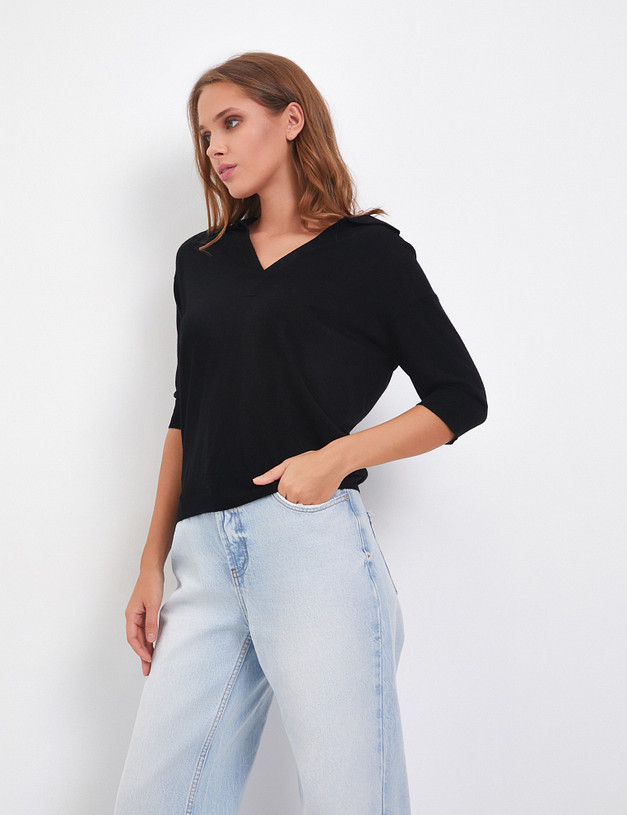 Черный женский джемпер из шерсти мериноса MASCOTTE 870-4214-7502 | ракурс 1