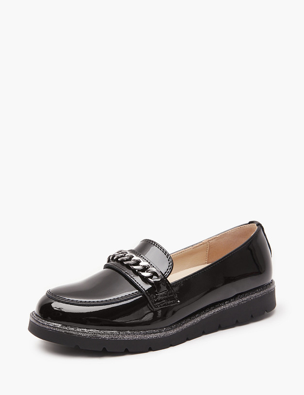 Черные лакированные лоферы для девочек MASCOTTE 250-411161-0702 | ракурс 5 Черные лакированные лоферы для девочек MASCOTTE 250-411161-0702 | ракурс 5