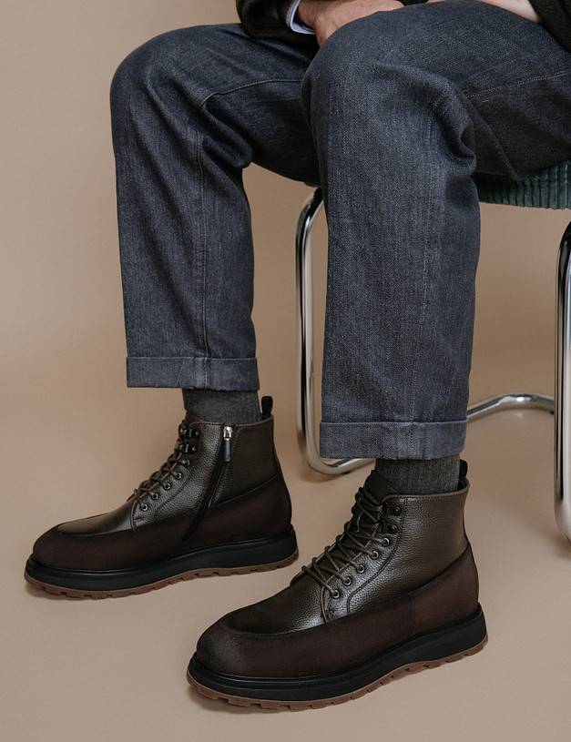 Оливковые мужские зимние ботинки MASCOTTE 22-522331-8155M | ракурс 2