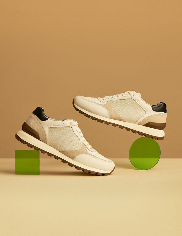 Белые мужские кроссовки из кожи и велюра MASCOTTE 58-3112321-3192M | ракурс 1