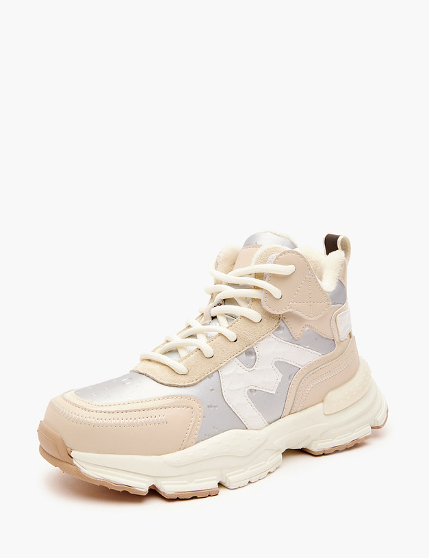 Бежевые высокие кроссовки для девочек MASCOTTE 234-320422-0601 | ракурс 4