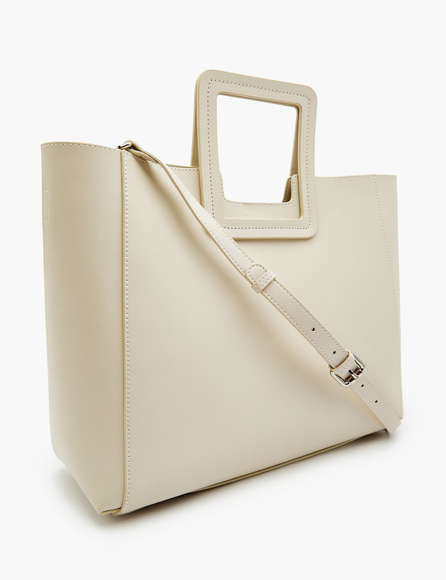 Бежевая женская сумка-тоут MASCOTTE 660-2113-608 | ракурс 3 Бежевая женская сумка-тоут MASCOTTE 660-2113-608 | ракурс 3