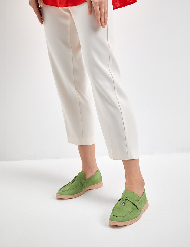 Зеленые женские лоферы из велюра MASCOTTE 11-110311-3683M | ракурс 1