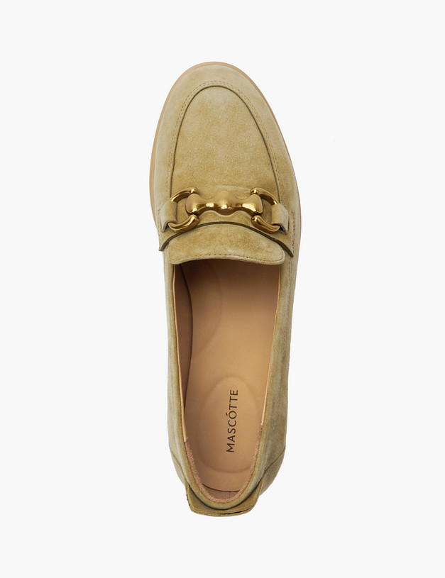 Оливковые женские лоферы из велюра MASCOTTE 172-3180812-4601M | ракурс 4