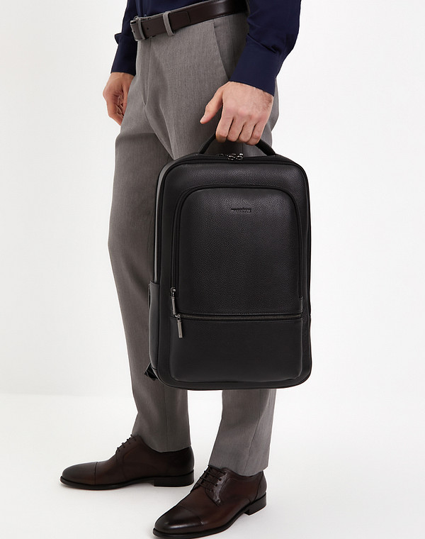 602-4109-102 Рюкзак мужской нат.кожа-текстиль/текстиль черн, L, Mascotte