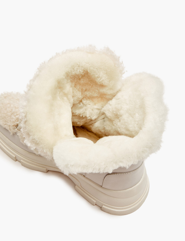 Белые женские ботинки на меху MASCOTTE 233-3201938-7102M | ракурс 6