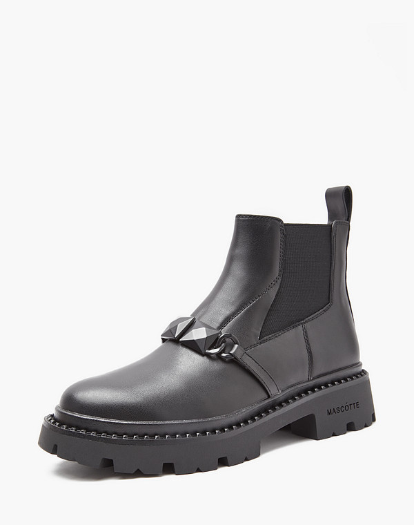 233-3201721-3100M Ботинки женские нат.кожа-резина/ворсин-нат.кожа черн, Mascotte