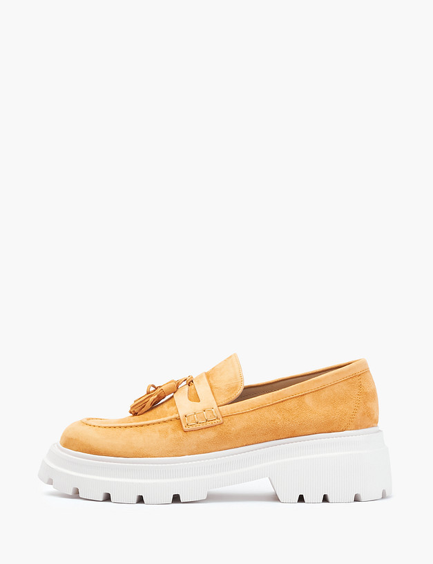 Желтые женские лоферы из велюра MASCOTTE 233-210911-3673M | ракурс 2