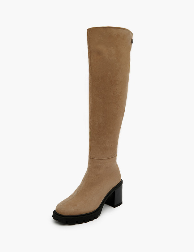 Бежевые велюровые женские ботфорты на зиму MASCOTTE 126-321031-3671M | ракурс 2