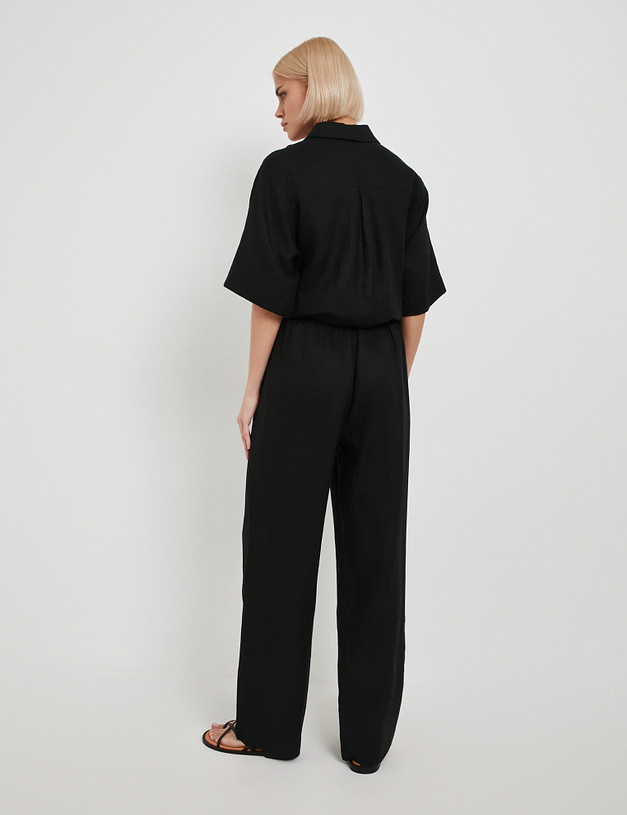 Черные женские брюки из льна MASCOTTE 973-5123-2702 | ракурс 5