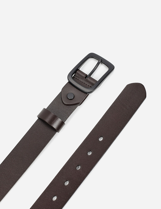 Коричневый мужской ремень с черной пряжкой MASCOTTE 703-9104-109 | ракурс 3