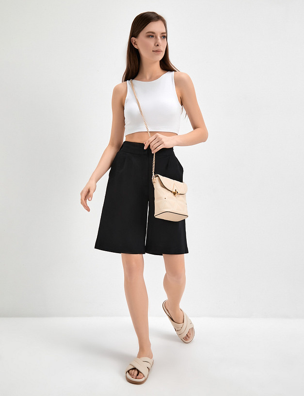 Женские шорты с защипами из смесового льна  MASCOTTE 790-3119-2702 | ракурс 2