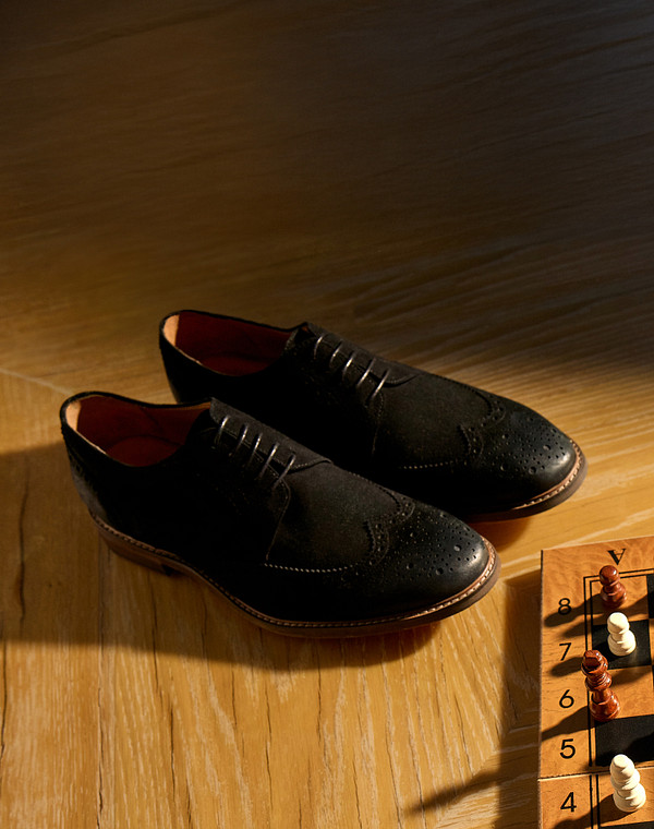 Черные велюровые мужские броги 5990₽