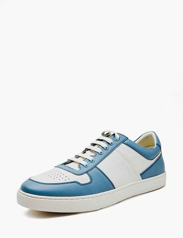 Белые мужские кеды с голубыми вставками MASCOTTE 175-4132011-7102M | ракурс 2