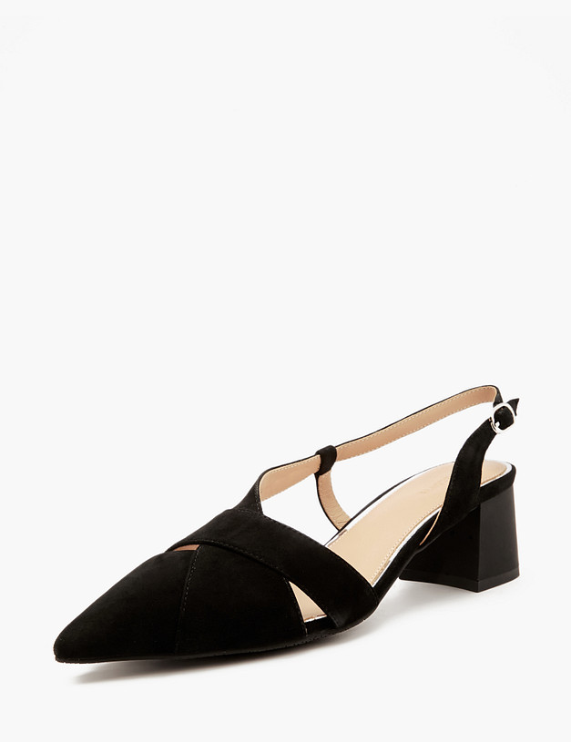 Черные женские босоножки из велюра  MASCOTTE 172-4122813-3605M | ракурс 2