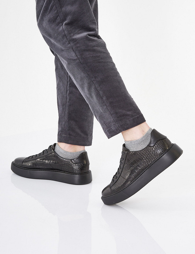 Черные мужские кеды под рептилию MASCOTTE 22-1293402-0102 | ракурс 1