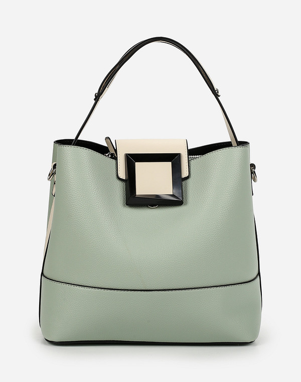 610-1101-604 Сумка женская и.кожа/текстиль зелен-бел, M, Mascotte