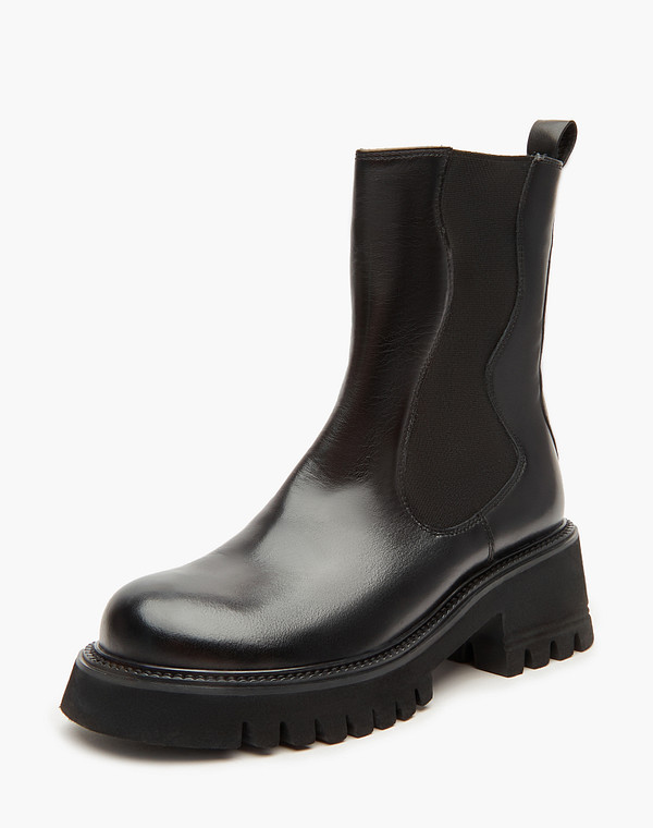 233-3201521-3100M Ботинки женские нат.кожа-резина/ворсин-нат.кожа черн, Mascotte