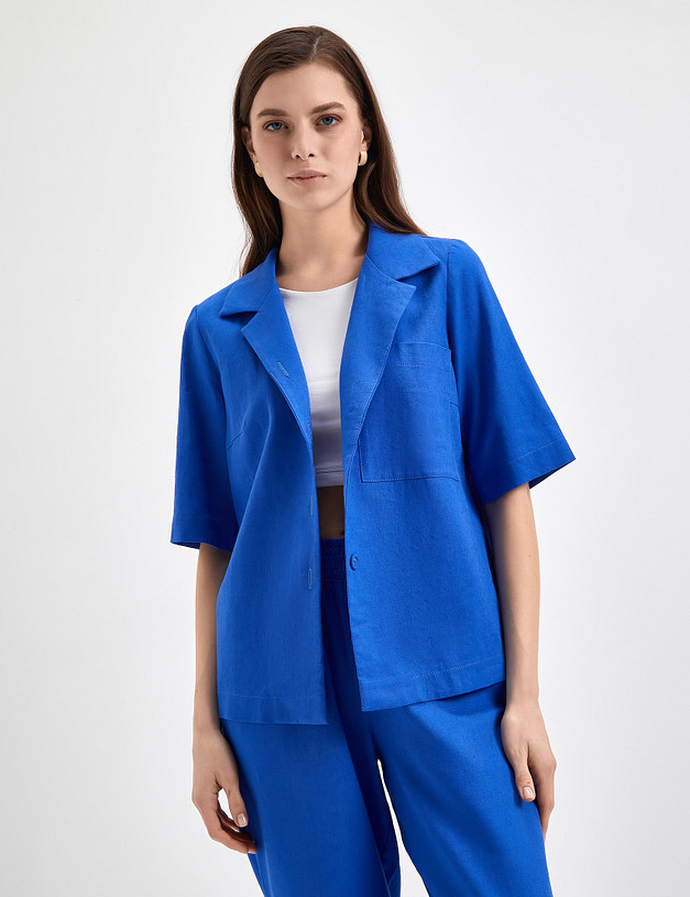 Синий женский жакет с укороченными рукавами MASCOTTE 790-3120-2703 | ракурс 1