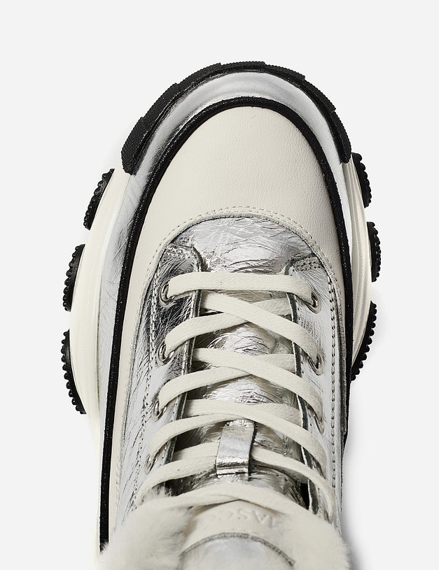 Серебристые женские кроссовки на меху MASCOTTE 234-124631-0116 | ракурс 6