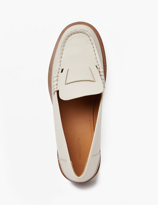 Молочные женские лоферы из кожи MASCOTTE 233-413211-0101 | ракурс 4