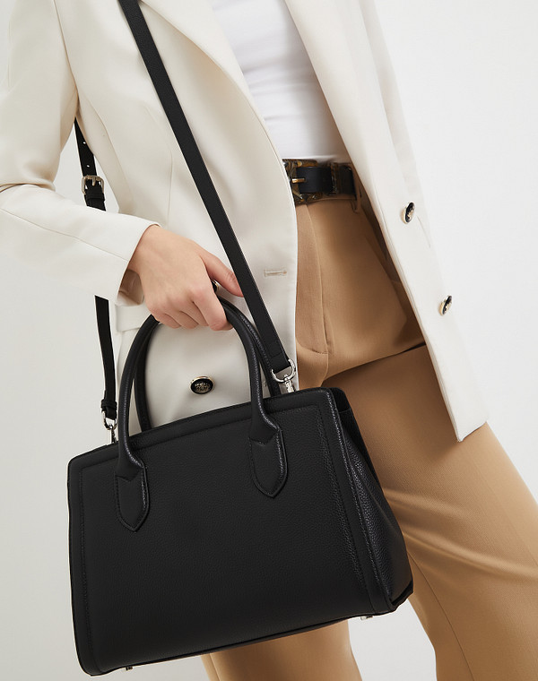 660-3207-102 Сумка женская нат.кожа-и.кожа/текстиль черн, M, Mascotte