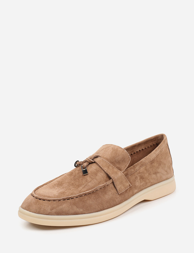 Бежевые велюровые женские лоферы MASCOTTE 11-110311-3671M | ракурс 2