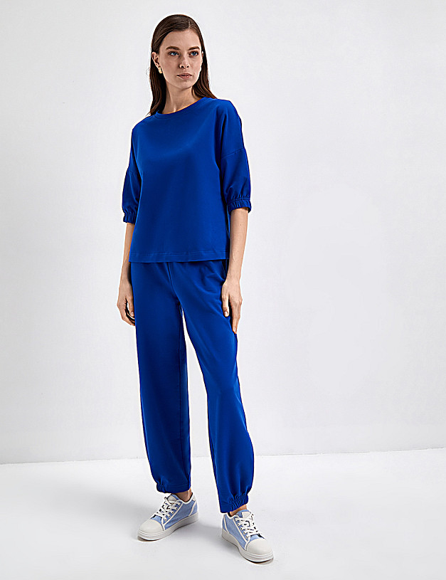 Женский хлопковый костюм синего цвета MASCOTTE 790-3108-2603 | ракурс 1