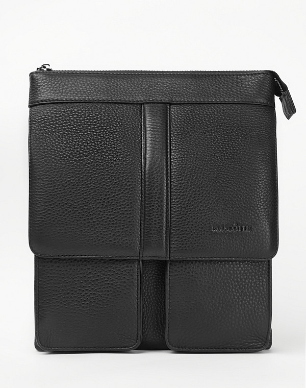 622-2112-102 Сумка мужская нат.кожа/текстиль черн, M, Mascotte