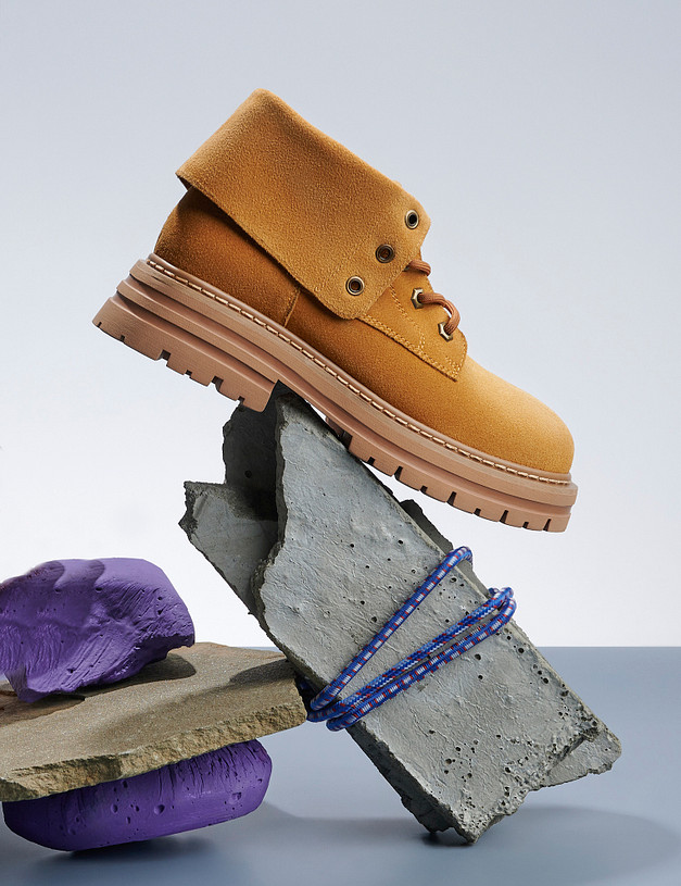 Рыжие женские ботинки из велюра MASCOTTE 58-410321-0213 | ракурс 1