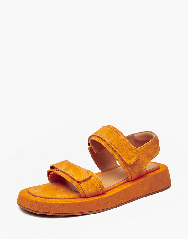 172-4121911-4641M Туфли летние женские велюр/нат.кожа оранж, Mascotte