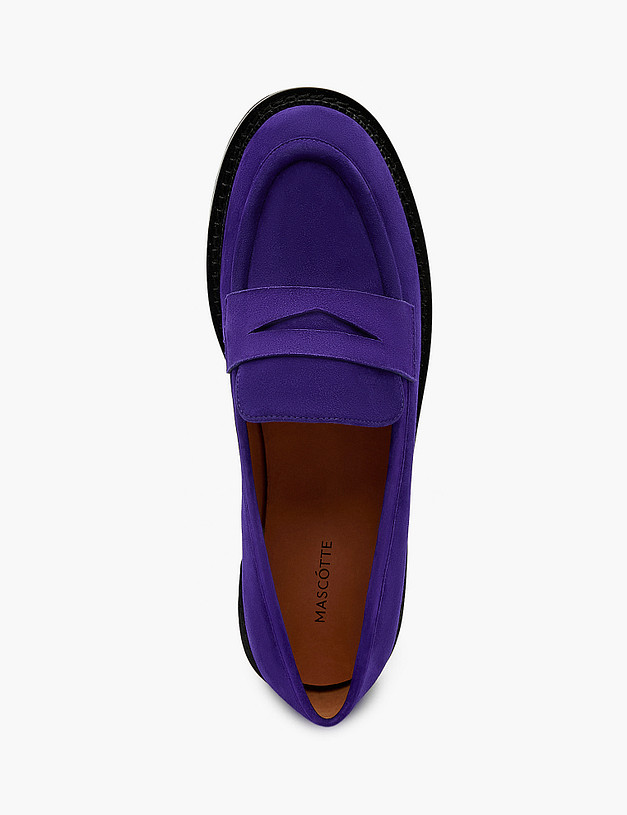 Темно-фиолетовые женские лоферы из велюра MASCOTTE 172-2265311-0603 | ракурс 4