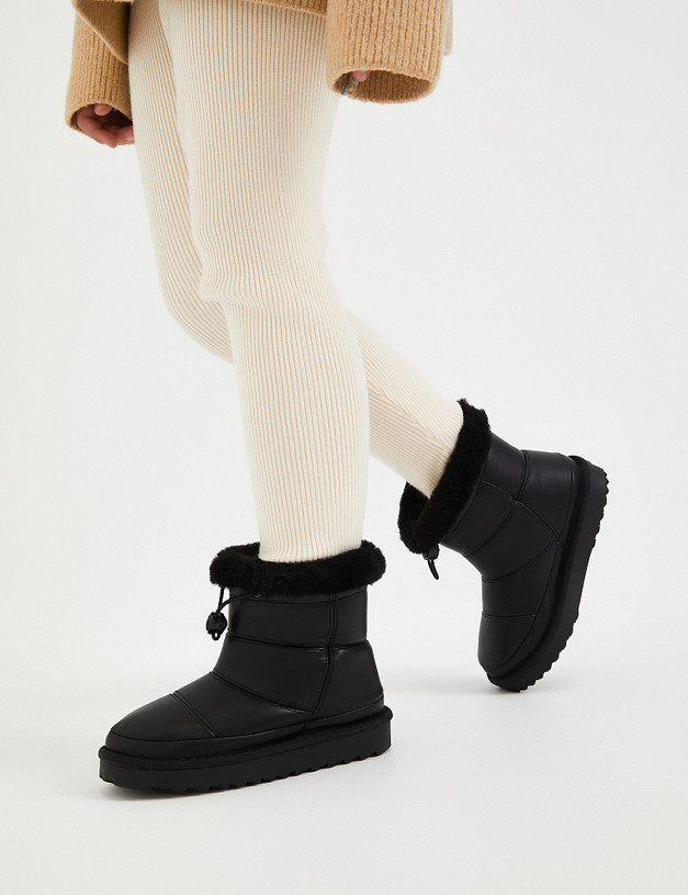 Черные кожаные детские угги MASCOTTE 234-3264311-0102 | ракурс 9