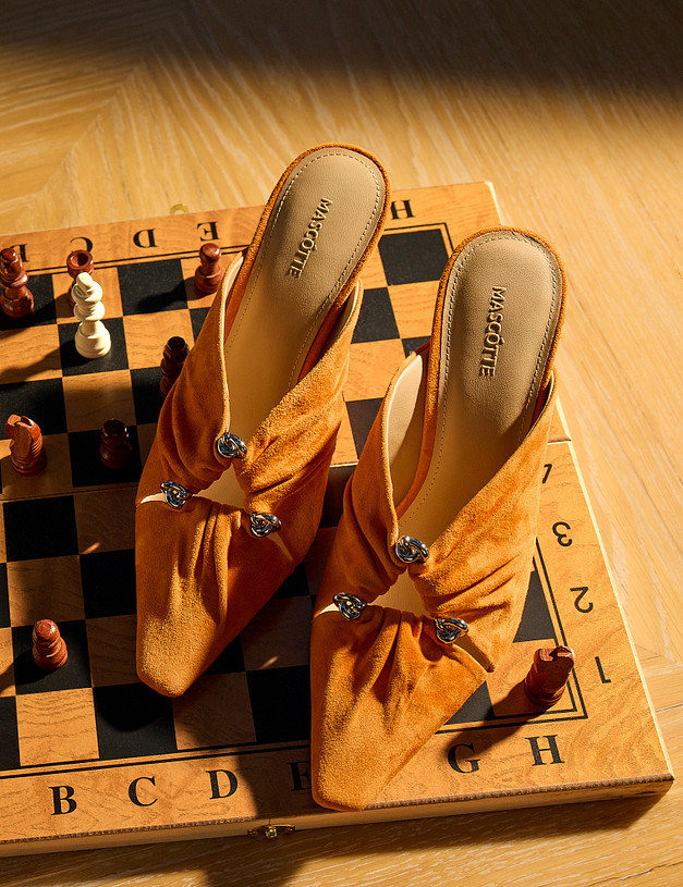 Оранжевые женские мюли на каблуке MASCOTTE 175-5163211-0613 | ракурс 1