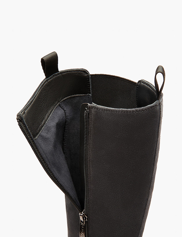 Серые женские сапоги из кожи и велюра MASCOTTE 233-3202022-0210 | ракурс 6