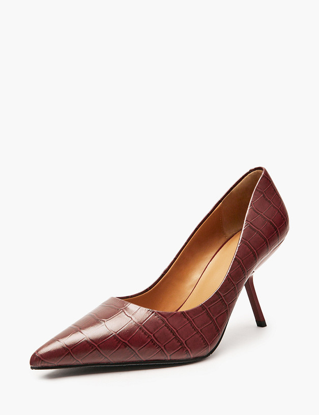 Бордовые женские туфли с тиснением MASCOTTE 234-515511-0105 | ракурс 2