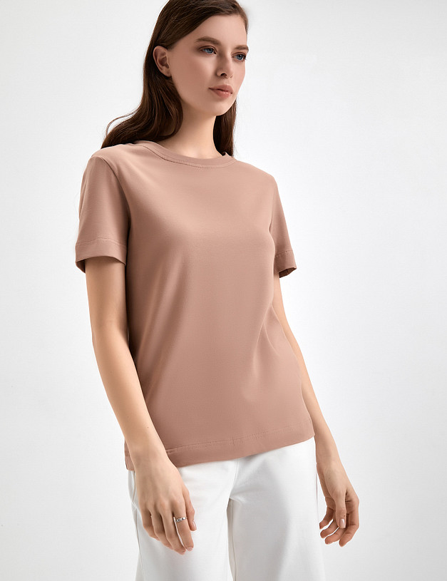 Бежевая женская футболка MASCOTTE 790-3114-2609 | ракурс 3