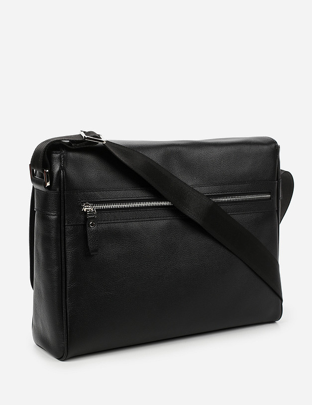 Черная кожаная мужская сумка-мессенджер MASCOTTE 697-1107-102 | ракурс 3