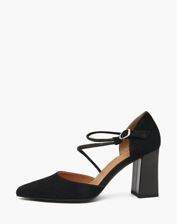 100-510311-0602 Туфли женские велюр/нат.кожа черн, Mascotte