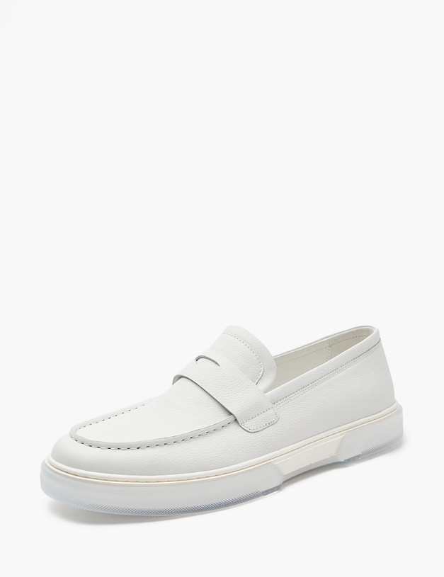 Белые кожаные мужские лоферы MASCOTTE 22-4170915-8115M | ракурс 3