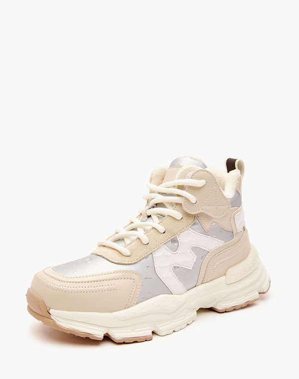 234-320422-0601 Ботинки для активного отдыха девичьи кож.спилок-текстиль/текстиль беж-серый, Mascotte JUNIOR