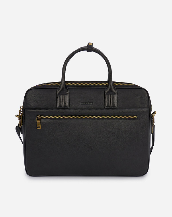 604-1211-102 Сумка мужская нат.кожа-и.кожа/текстиль черн, L, Mascotte